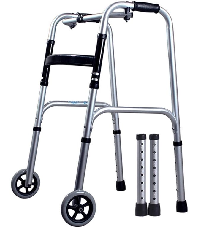 MAYQMAY Adjustable Height Wheeled Walker, One-Button Folding Walker