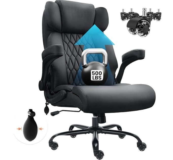 500lbs Big and Tall Office Chair Adjustable Lumbar Support