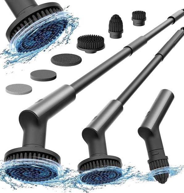 HOTO Electric Spin Scrubber, Rechargeable Shower Scrubber with 6 Brush Heads