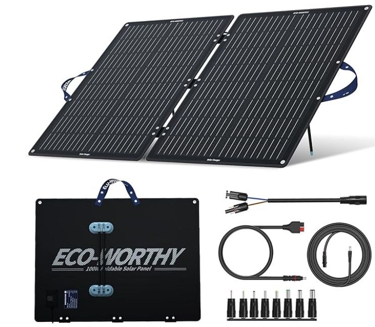 ECO-WORTHY 100W Foldable Portable Solar Panel kit with Adjustable Kickstand