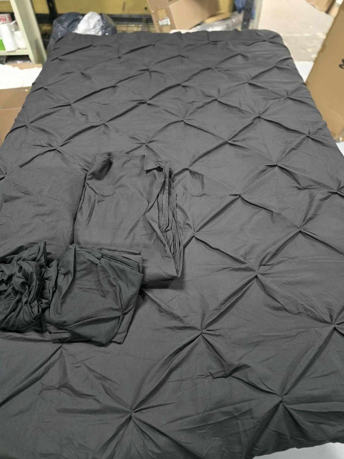 King comforter, sheets, shams set black