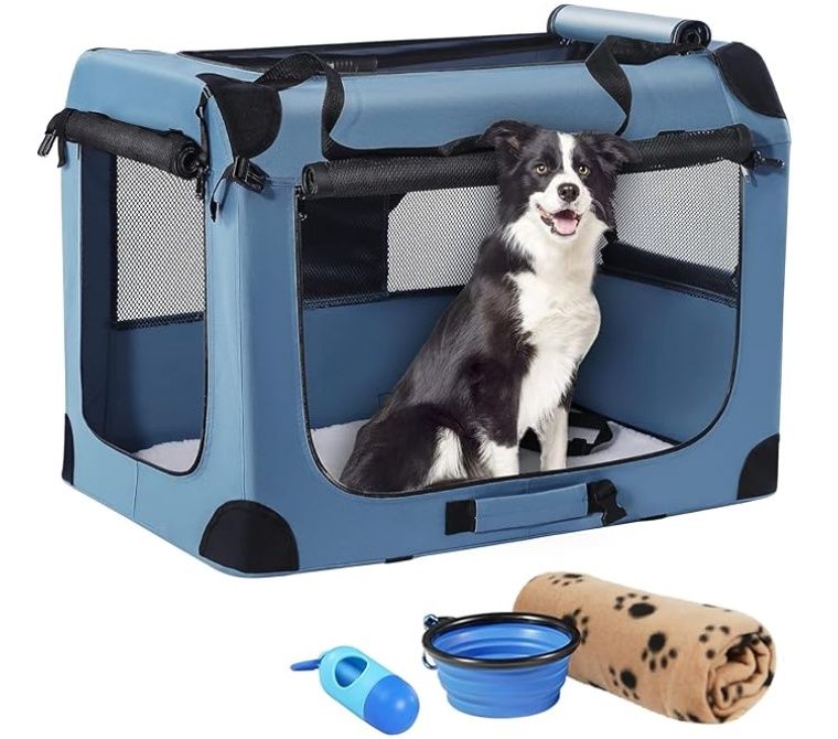 Petprsco Portable Dog Crate, Collapsible Dog Travel Crate 32x23x23
