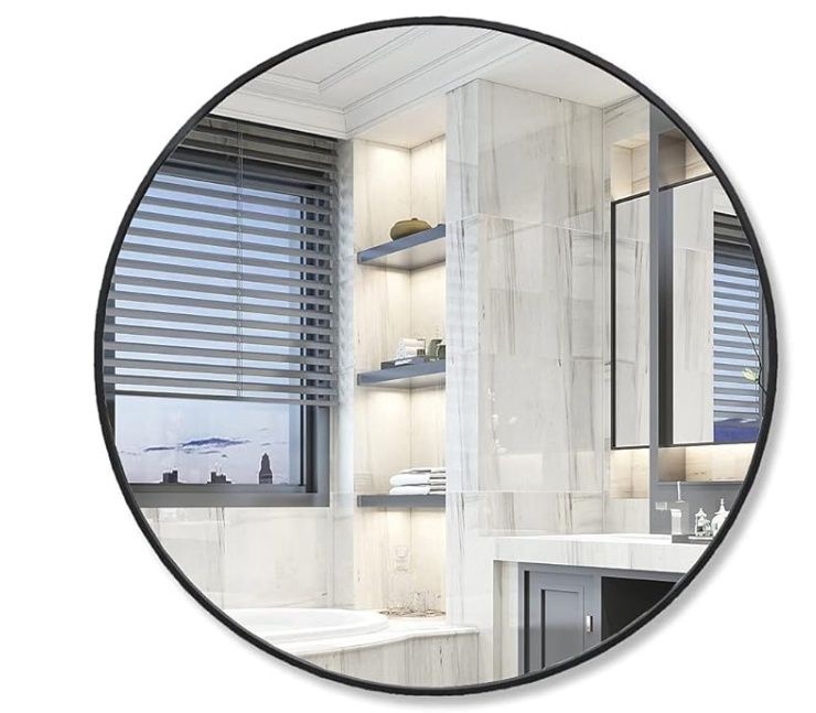 VASUHOME 18 Inch HD Black Round Mirror