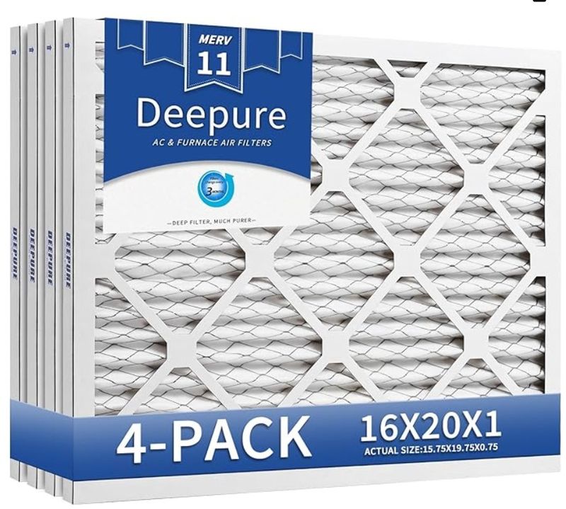 16X20X1 Deepure 11 Furnace Filter (4 Packs)