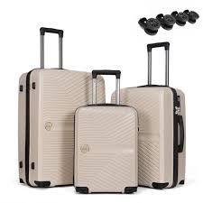OMBRY Luggage Set 3 Pieces -Suitcase Set (3-Piece Set (20/24/28) (3, Biege)