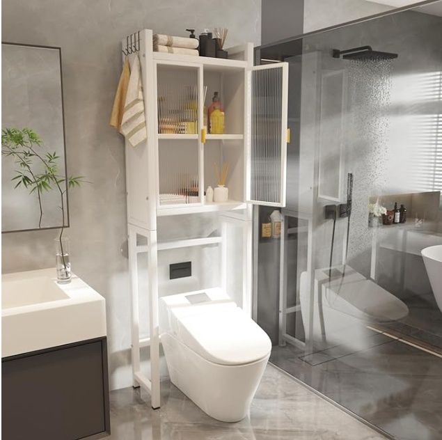 Barlezy Over The Toilet Storage Cabinet, Space-Saving Toilet Rack