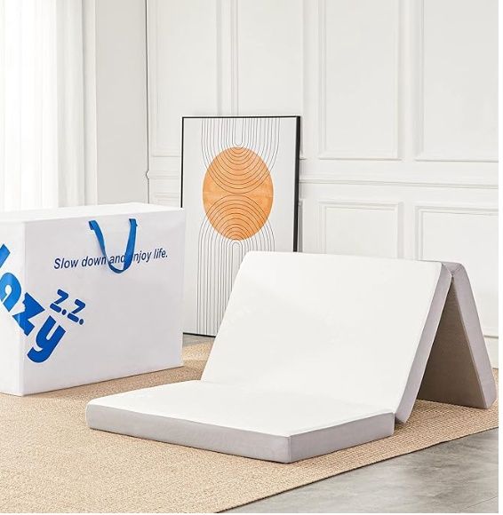Lazyzizi Foldable Mattress, 3 Inch Memory Foam Trifold Mattress Twin