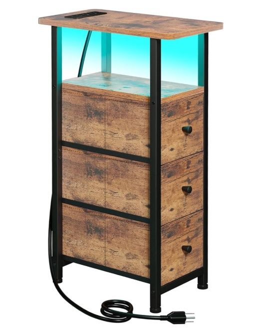 LOAKEKEL Narrow End Table Living Room with Charging Station