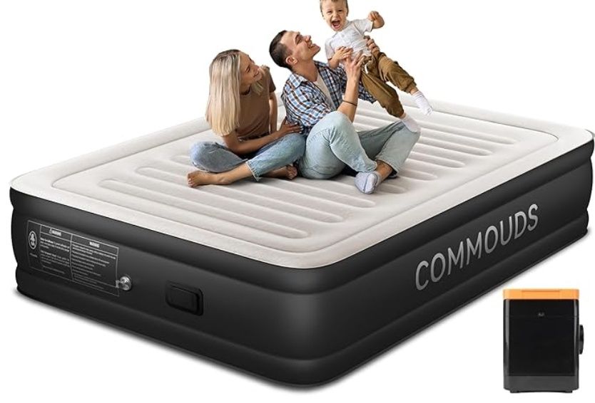 COMMOUDS Air Mattress Queen with Portable Air Pump, 18&quot;