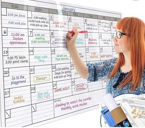 Dry Erase Monthly Laminated Jumbo Whiteboard Calendar, 25&quot; by 38&quot;