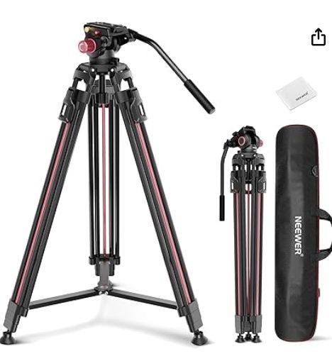 NEEWER LL38 79&quot;/2m Video Camera Tripod with Fluid Head &amp; Cleaning Cloth