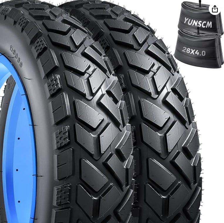 YunSCM 2-PCS 26&quot; Heavy Duty Fat E-Bike Tires 26 x 4.0/102-559 and 2-PCS 26&quot;x4.0&quot; Bike Tubes