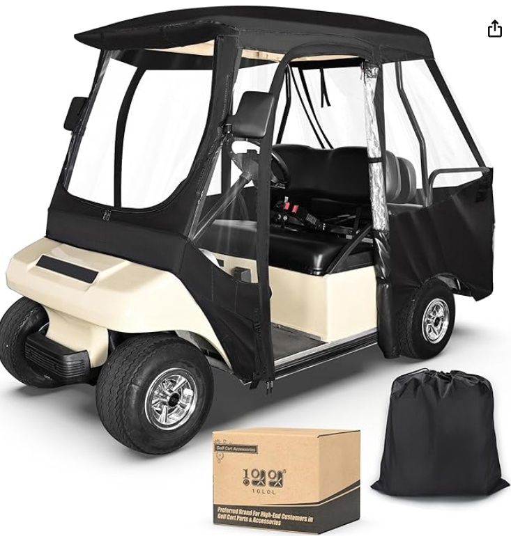10L0L Golf Cart 4 Passenger Enclosure for Club Car DS, 4-Sided Clear