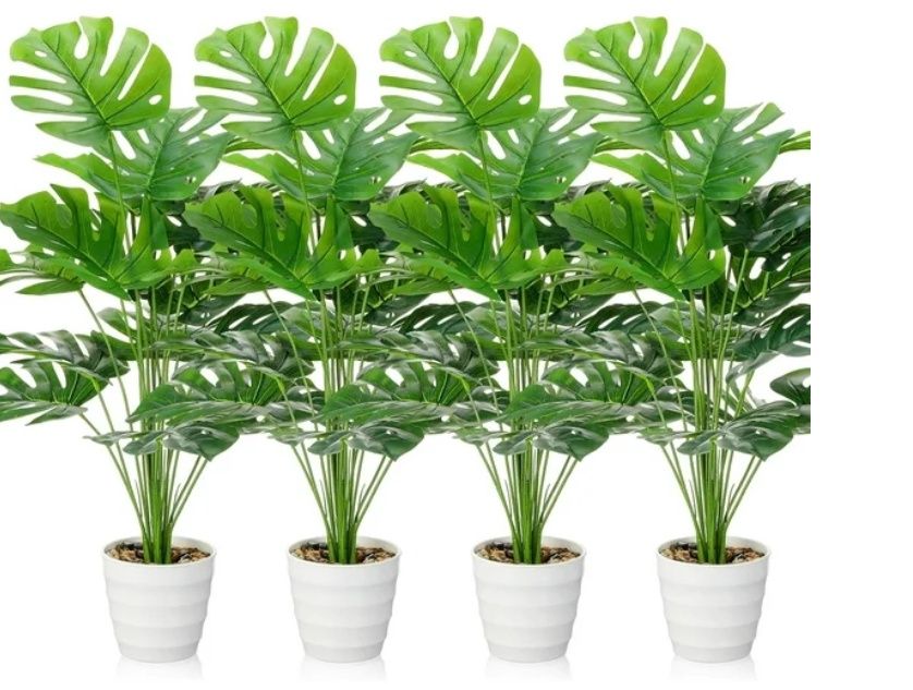 EcoNesxp Pack of 4 Inch Artificial Monstera Plant 28 Inch Artificial Monstera Plant