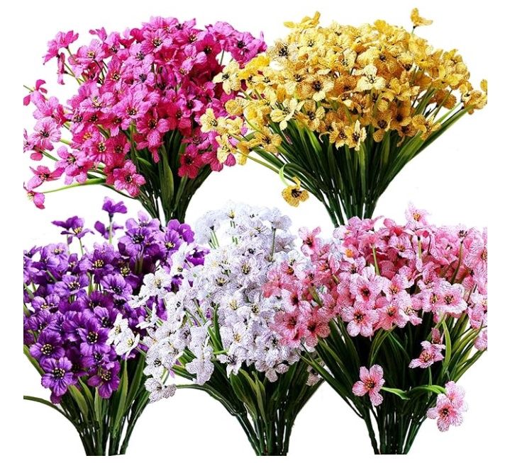 YXYQR 20 Bundles Artificial Flowers Bulk Outdoors UV Resistant Fake Silk