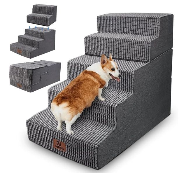 Sytopia Pet Stairs Ramp for High Beds and Couch for Dogs to Get on Bed - 4 Steps