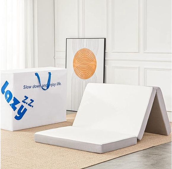 Lazyzizi Twin Folding Mattress, 4 Inch Memory Foam Tri-fold Mattress