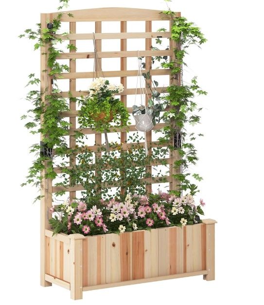DlandHome Wooden Raised Garden Bed,35.4” x 15.7” x 61.0