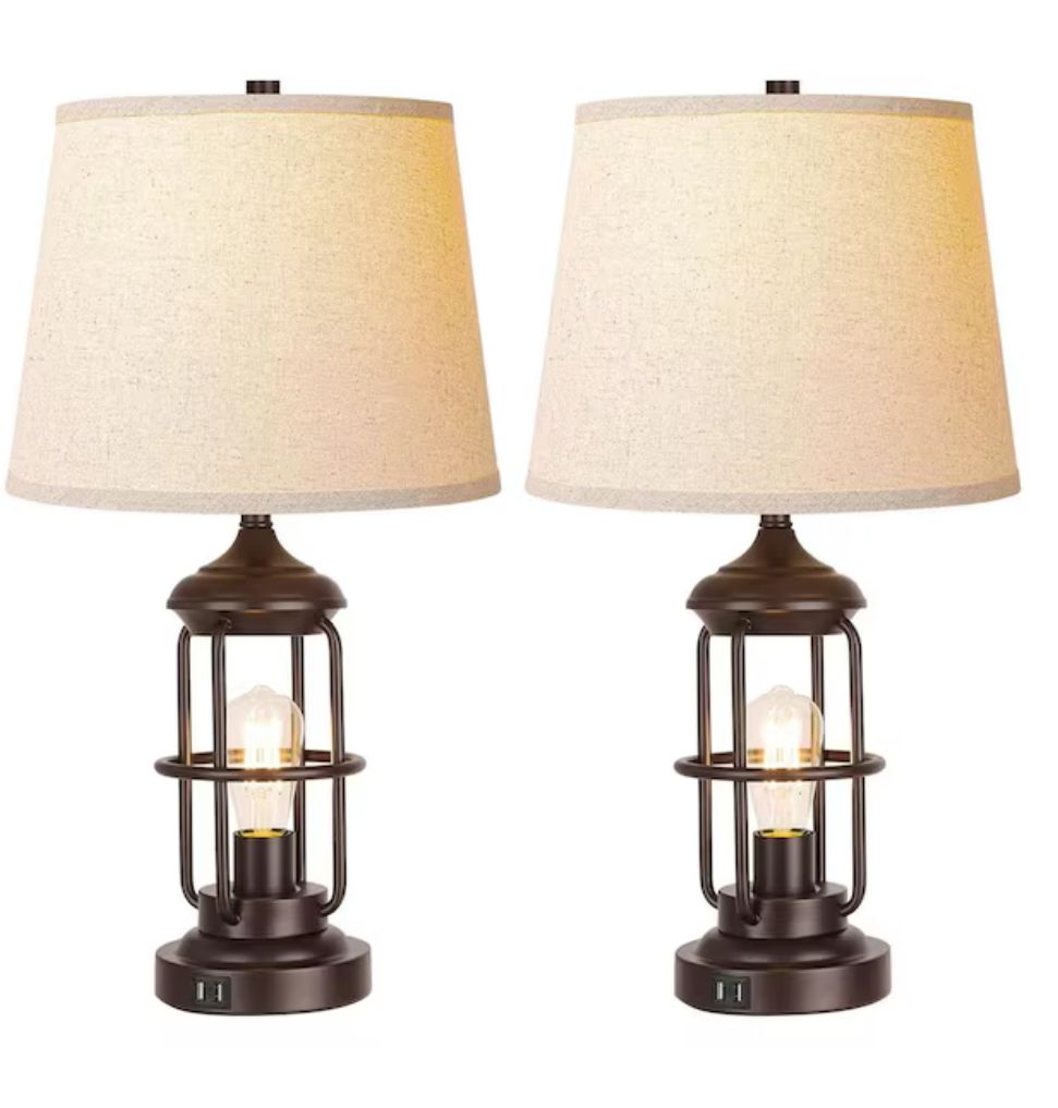 WIHTU Set of 2 Table Lamps with USB Ports