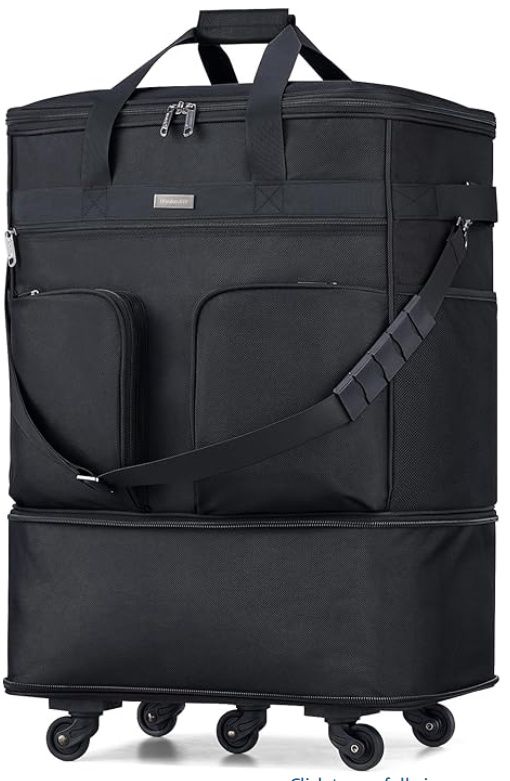 Hanke Collapsible Luggage with Wheels, Duffel, Black