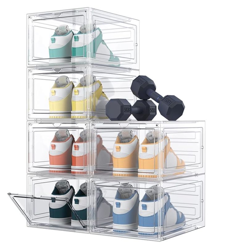 HOMIDEC Transparent Plastic Shoe Boxes x6