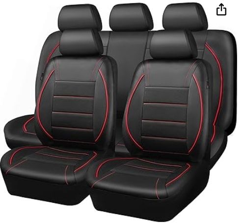 CAR PASS Universal FIT Piping Leather Car Seat Cover, for suvs,Van,Trucks