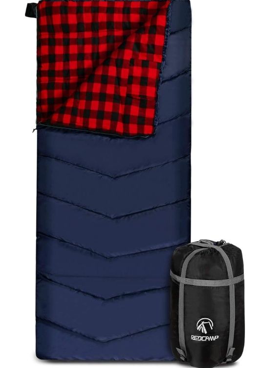 REDCAMP Cotton Flannel Sleeping Bags for Camping, Blue