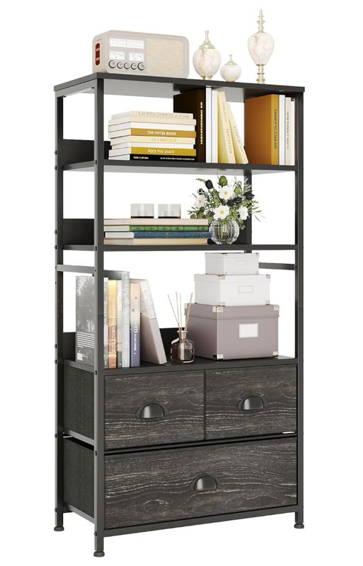 Vermess 4-Tier Bookshelf with 3 Drawers