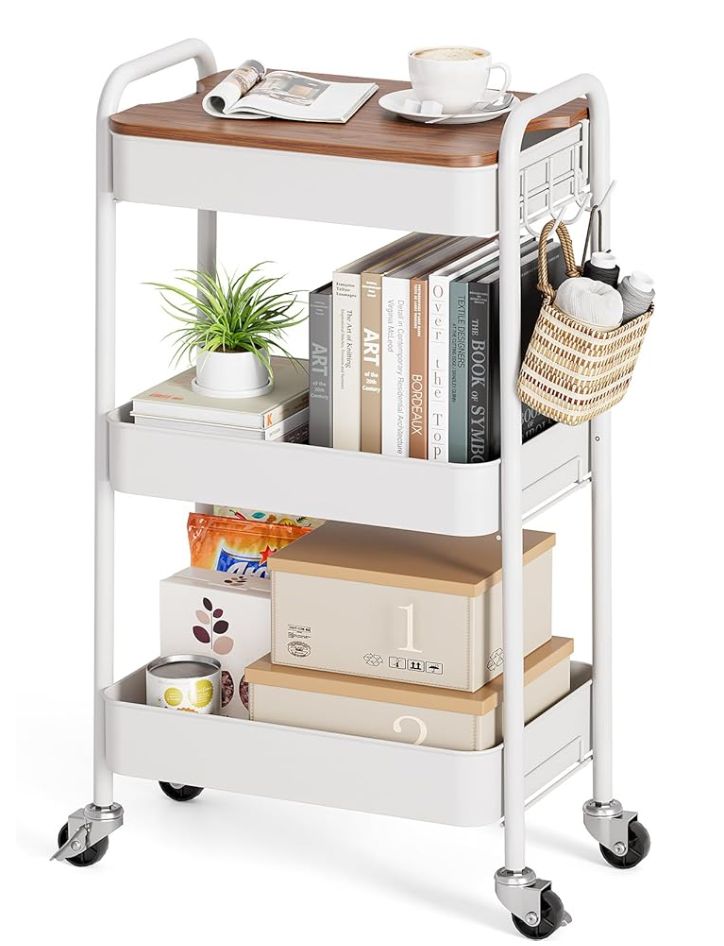 TOOLF 3-Tier Rolling Cart with Table Top