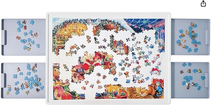 WELGEE 1000 Piece Rotating Puzzle Board w/ Drawers 30&quot;x22&quot;