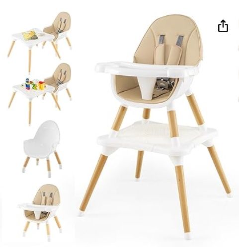 Baby High Chair, 6 in 1 Convertible for Babies /Toddlers