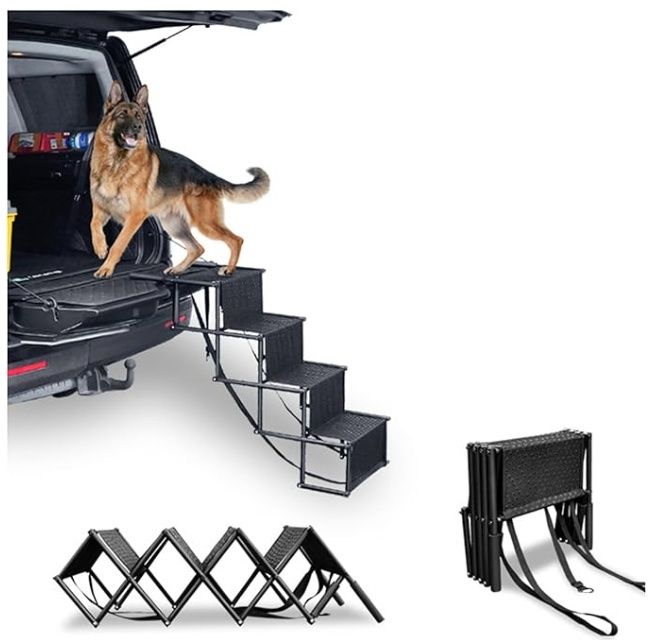 Rahuel Portable Dog Car 4 Step Stairs, Folding