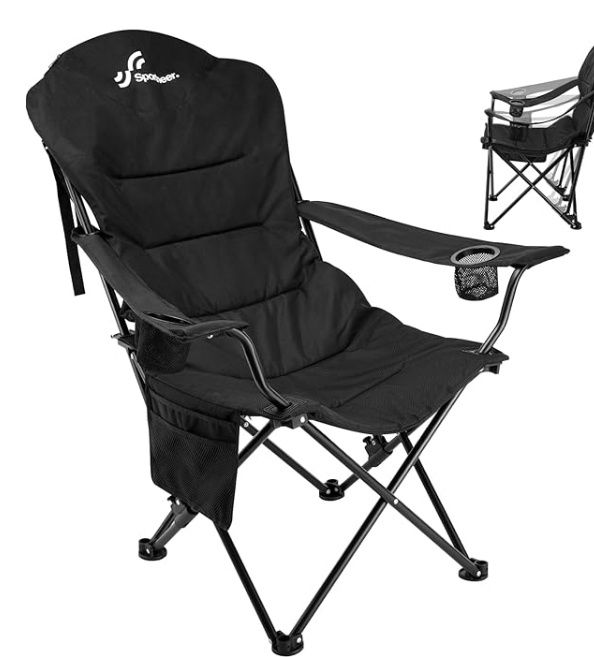 Sportneer Oversized Camping Chair, Full Padded, Black