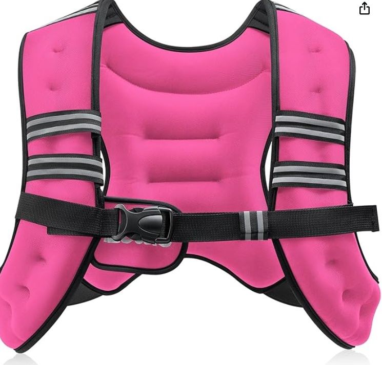 ZELUS Weighted Vest, 20lb w/ Reflective Stripe, Pink