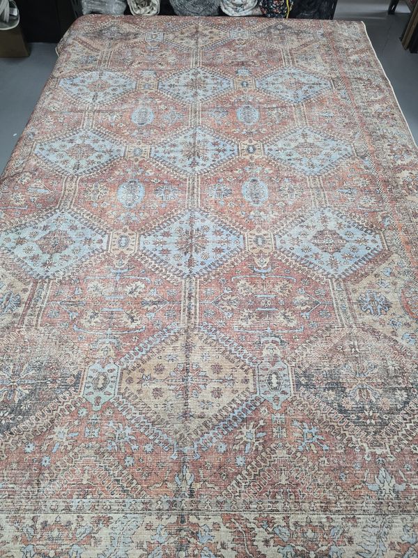 6 x 9 feet area rug, red blue beige