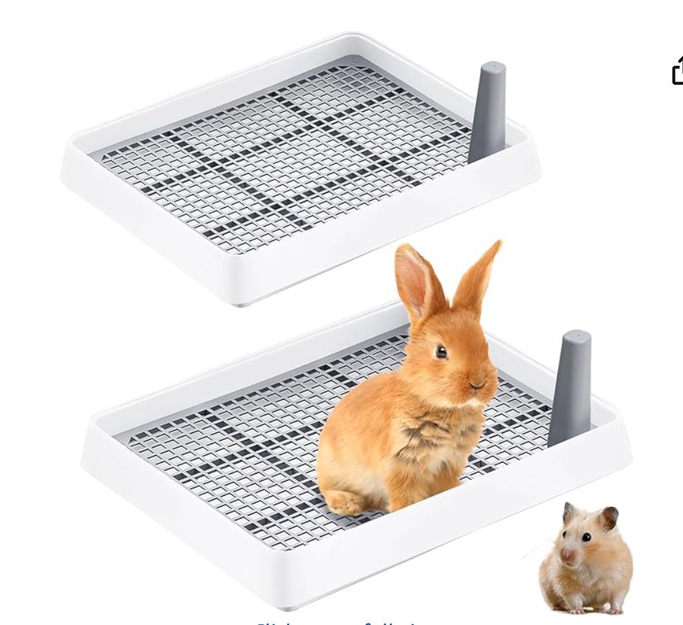 Lzmvte 2 Pack Rabbit Litter Box with Grid &amp; Pee Pads