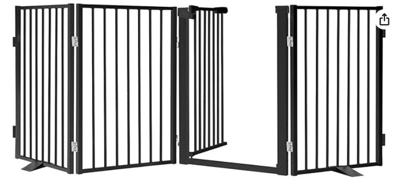 Snagle Paw Metal Freestanding Dog Gate (24&#39;&#39; H 4 Panel, Black)