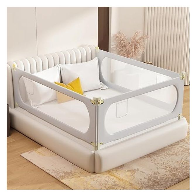 EAQ 3 Pack Bed Rails for Toddlers (Light Grey,74.8 * 74.8 * 54IN)