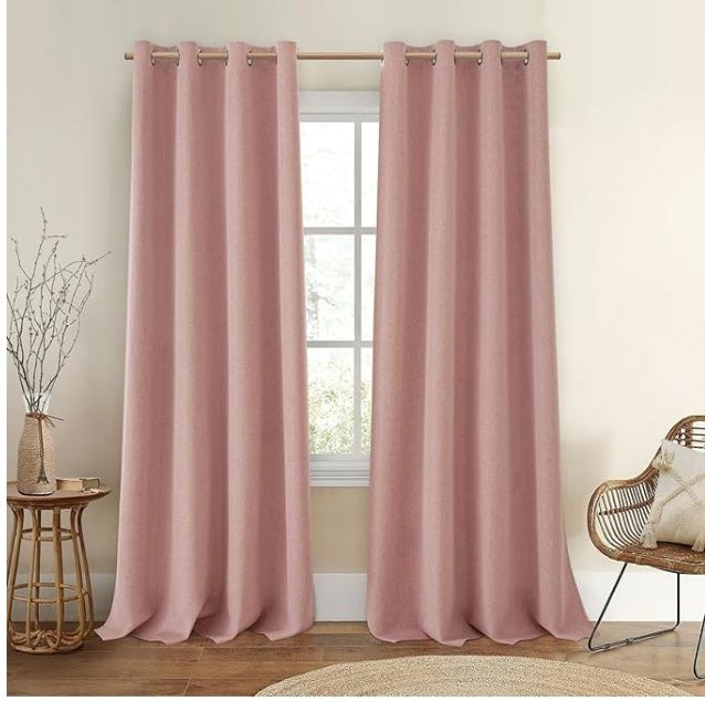 HOMEIDEAS Blackout Curtains 52 X 96 Inches, Pink