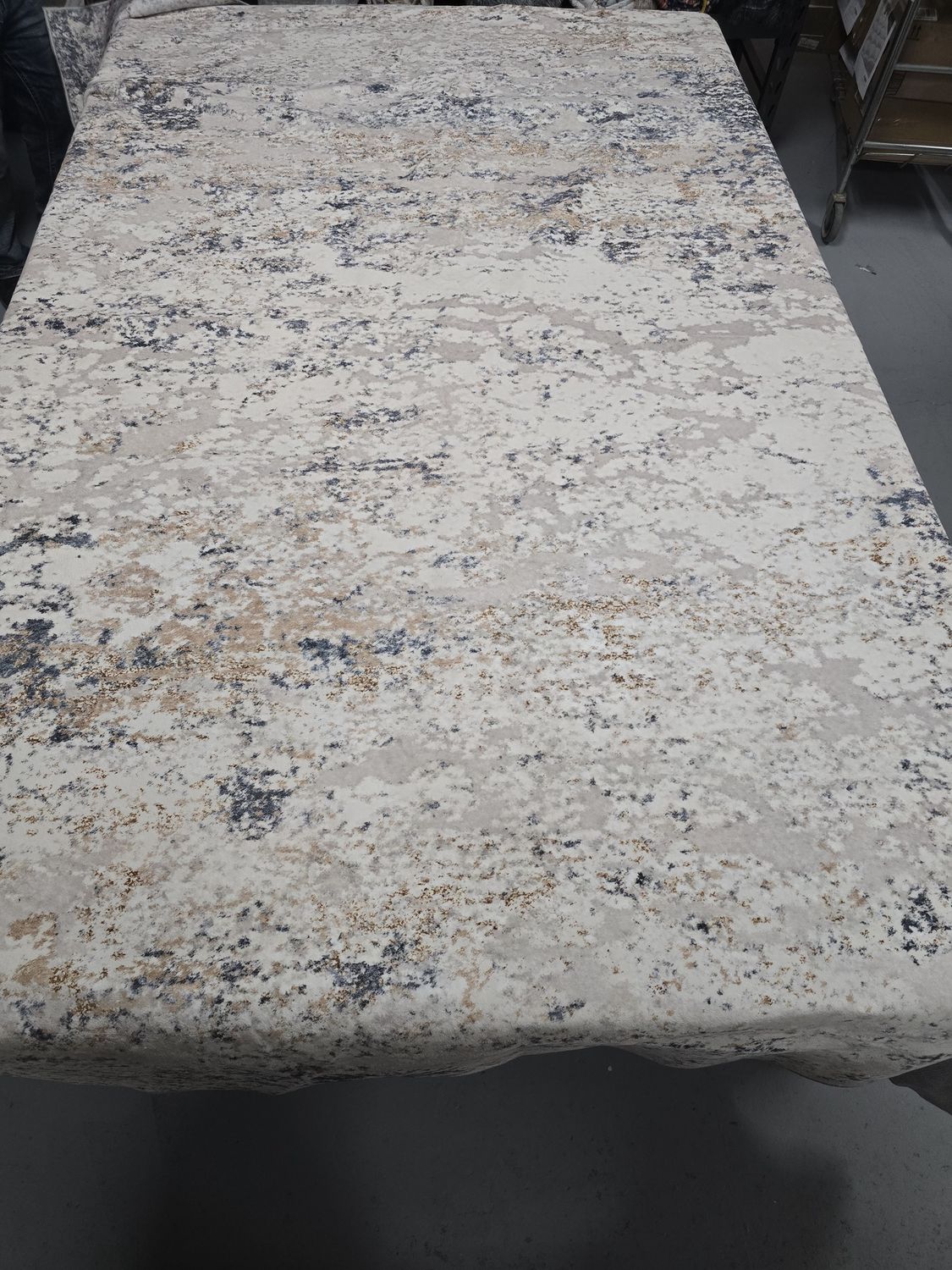 Area Rug 10 x 8 feet, blue gold cream and brown