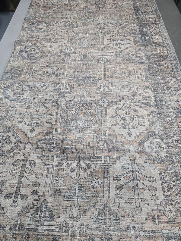 Area Rug 8 x 10 feet, brown green abstract