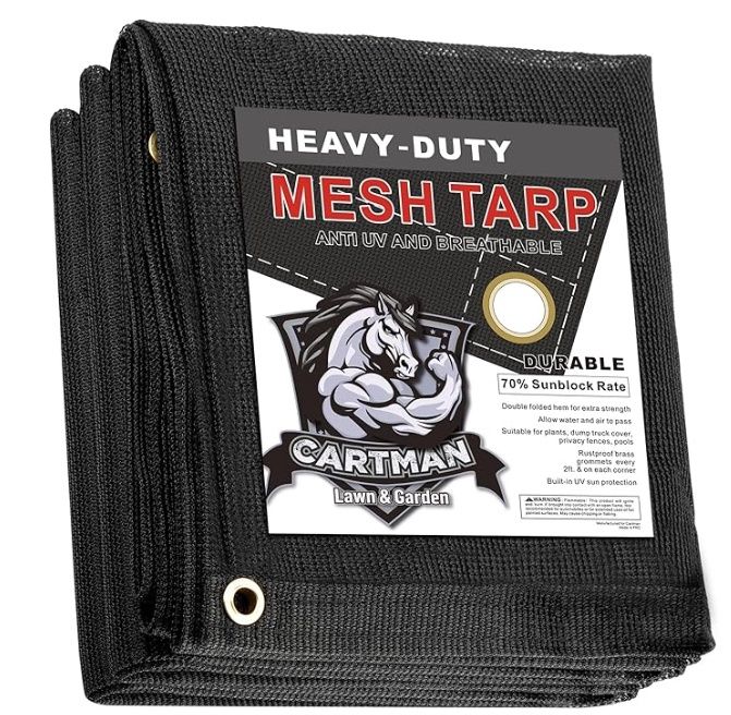 Mesh Tarp  Heavy Duty with Grommets, Black
