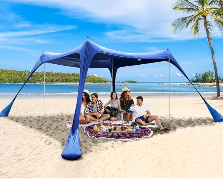 Sportneer Beach Tent Sun Shelter, Sportneer 10x10 FT Beach Canopy Sportneer Beach Tent Sun Shelter, Sportneer 10x10 FT Beach Canopy