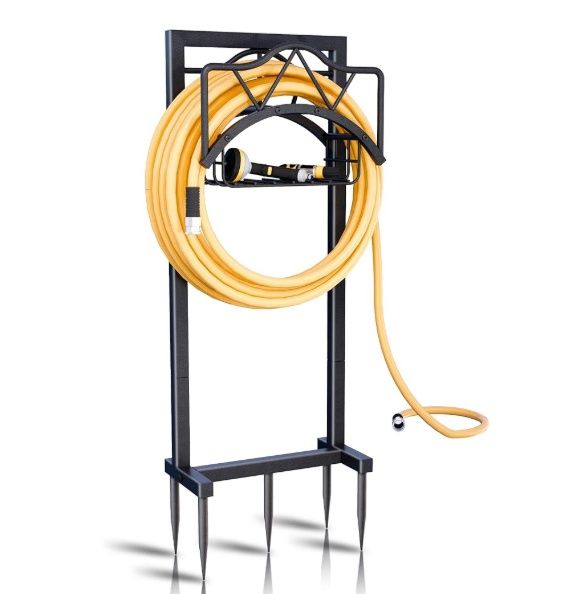 AMDERVEN Garden Hose Holder for Outside - Freestanding Metal Stand