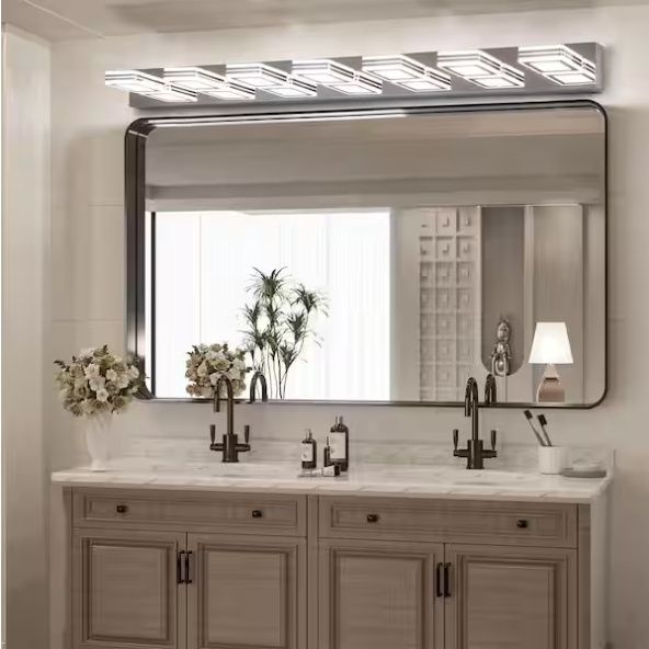 45 in. W 7-Lights LED Vanity Light Dimmable Bathroom Light Fixtures
