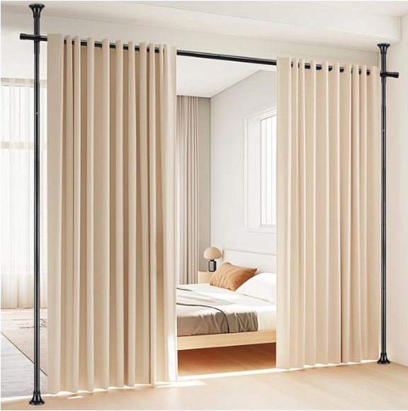 Room Divider, No Drilling Curtain Rod for Room Separation, 4-10ft (H) 28-70inch