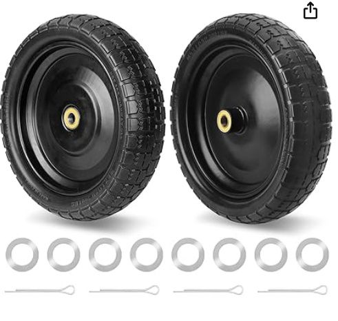 13&quot; Solid Flat Free Tire Wheel by PANDEELS set of 2