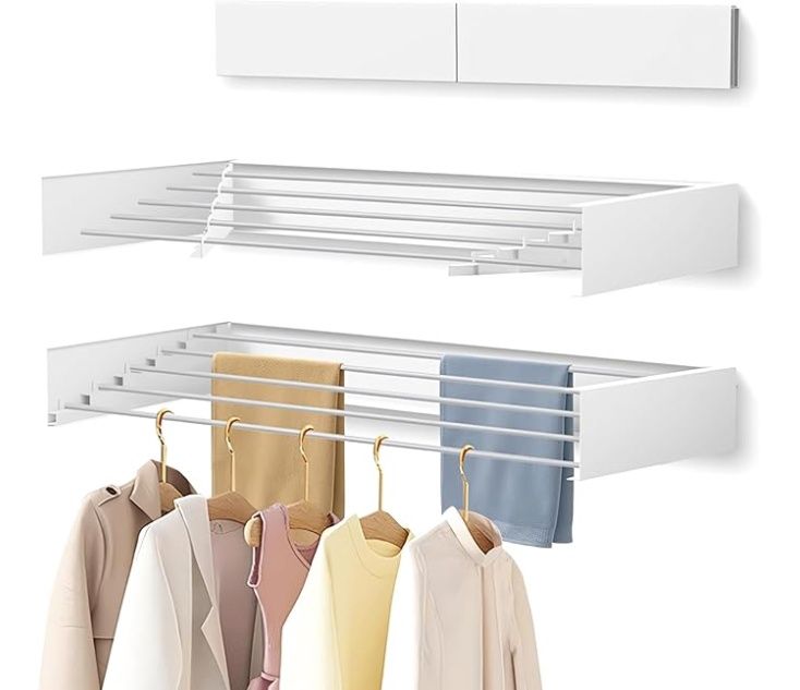 Laundry Drying Rack Collapsible, Wall Mounted, Clothes Drying Rack, 31.5&quot; Wide