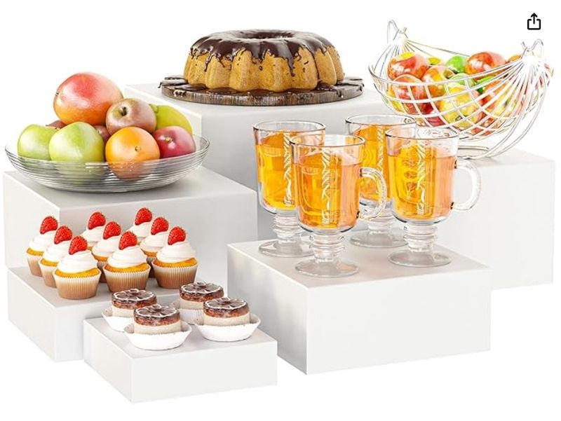 Metal Buffet Risers,6PCS Food Risers for Buffet Table 5in to 10in