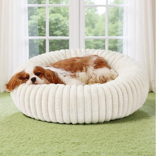 Bedsure Donut Medium Dog Bed Removable Cover, Cream, 30Inches
